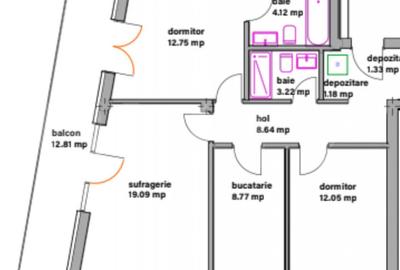 Apartament cu 3 camere decomandat în Central