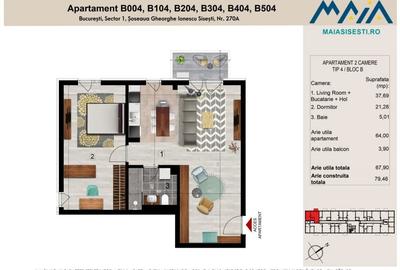 Apartament cu 2 camere decomandat în Băneasa - 1