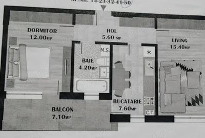 Apartament 2 camere finisat mobilat - 1