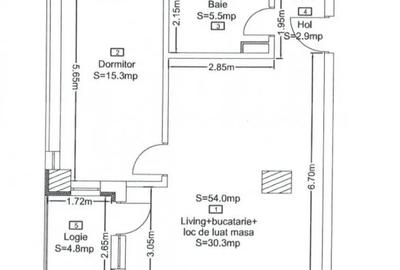 Apartament cu 2 camere semidecomandat în Central - 1