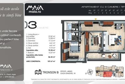 Apartament cu 3 camere decomandat în Craiovei - 2