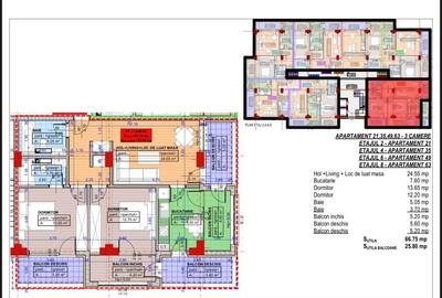 Apartament, 3camere, decomandat, 65.25mp, cartier Cornitoiu, zona Liceul Bibescu