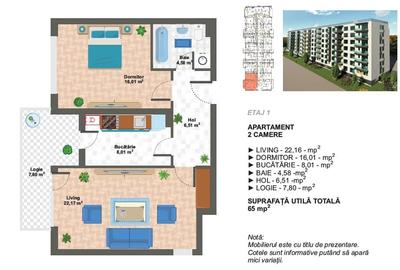 2 camere decomandat 65 mp,bloc nou,zona Aparatorii Patriei - 3