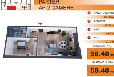 Apartament cu 2 camere în George Enescu - 1