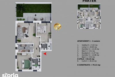 Apartament cu 3 camere în Central - 1