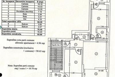 Apartament cu 3 camere semidecomandat în Central