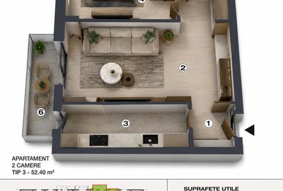 Apartament cu 2 camere decomandat în Bragadiru - 3