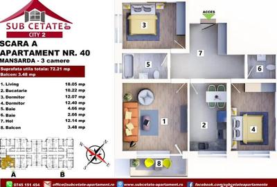 Apartament cu 3 camere decomandat în Sânpetru