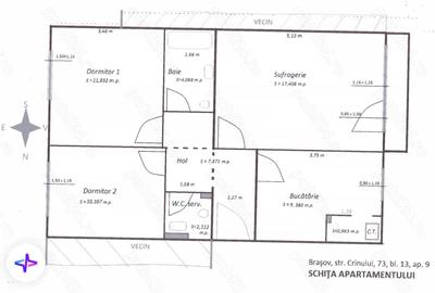 Apartament cu 3 camere decomandat în Florilor - 7