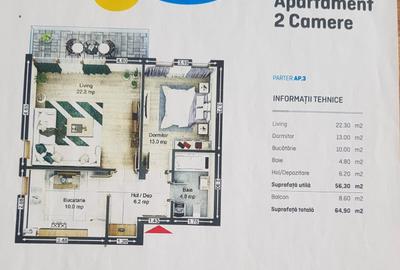 Apartament cu 2 camere decomandat în Central