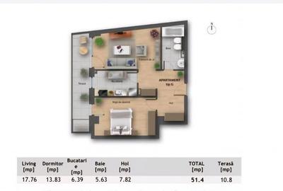 Apartament 2 camere, mobilat, terasa 10 mp, Buna Ziua Apartament 2 camere, mobilat, terasa 10 mp, Buna Ziua - 7