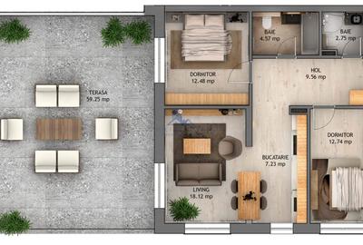Penthouse cu 3 camere decomandat în Șelimbăr