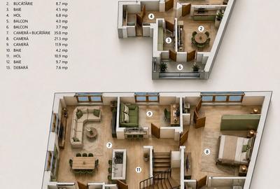Apartament cu 3 camere decomandat în Dămăroaia