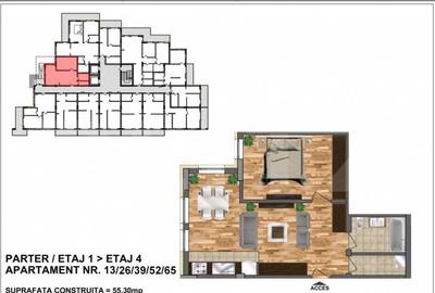 Apartament de vanzare, bloc nou, zona Aurel Vlaicu 48,60 mp - 1