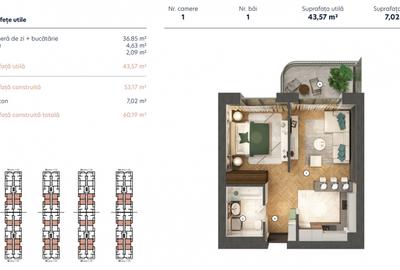 Studio Dublu -2 A /50,59 mp / Hils Nord - Pipera - Autostrada A 3 / Comision 0% - 7