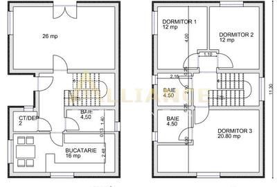 Casă individuală cu 4 camere cu Canalizare în Central - 2