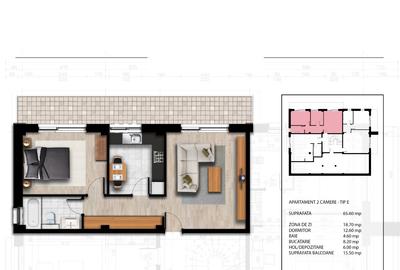 Apartament cu 2 camere semidecomandat în Bucium - 3