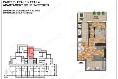 Garsoniera de vanzare bloc nou, zona Aurel Vlaicu 34 mp + terasa 7,65 - 1