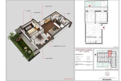 APARTAMENT NOU - 2 camere, parter, cu GRĂDINĂ, Complex LOGICENT; - 3