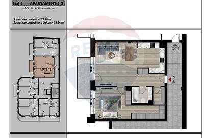 De vanzare Apartament cu 2 camere 66 mp utili zona Dacia et. 1 - 1