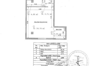 Studio 34 mp utili + balcon 4 mp, etaj 3/3, zona Salaj – de vanzare - 8