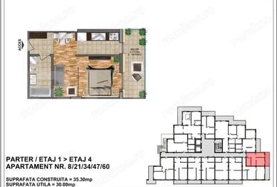 Garsoniera de vanzare bloc nou, zona Aurel Vlaicu 30 mp, terasa 7.55 mp - 1