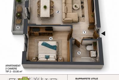 Apartament cu 2 camere decomandat în Bragadiru - 4