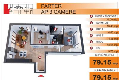 Comision 0%! Apartament 3 camere, EXCLUSIV in Blitz, zona Im Comision 0%! Apartament 3 camere, EXCLUSIV in Blitz, zona Im - 1