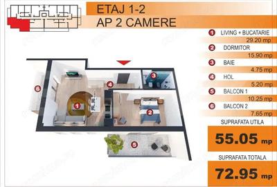 Apartament cu 2 camere în Central - 1
