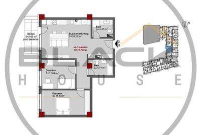 Apartament  3 camere , imobil nou , Zona Residentiala , Central - 9