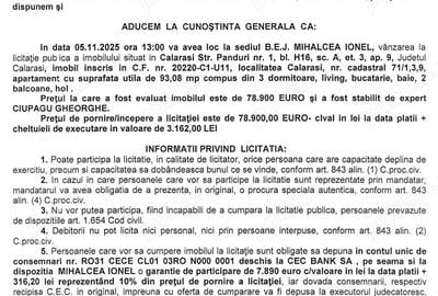 Apartament 4 camere et 3 Licita?ie publica - 1