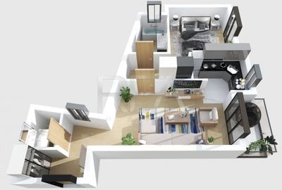 Apartament cu 2 camere semidecomandat în Moșilor