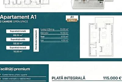 Apartament cu 2 camere semidecomandat în Torontalului