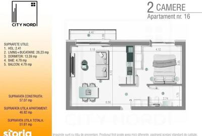 Apartament cu 2 camere în Tunari - 7