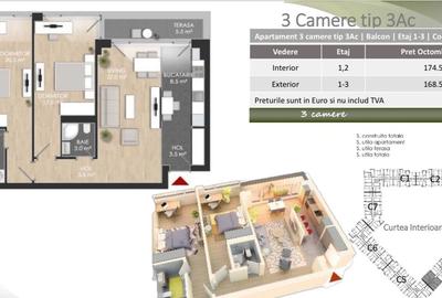 Apartament 3 camere spațios, amenajat, bloc nou, comision 0% - 16