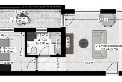 Apartament cu 2 camere decomandat în Nicolae Grigorescu