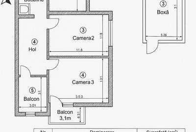 Apartament 3 camere decomandat + Boxa 17 mp