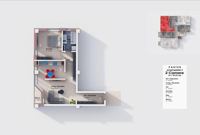 Apartament cu 2 camere nedecomandat în Bucium
