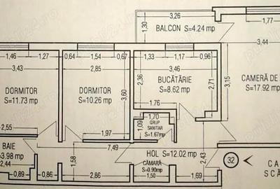 Apartament cu 3 camere decomandat în Central