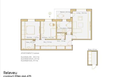 Apartament cu 3 camere decomandat în E3
