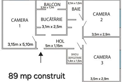 Apartament de vanzare, cu 3 camere,etaj 8 din 10 ,decomandat,zona Fortuna - 6