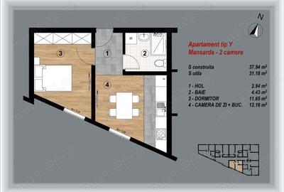 Apartament cu 2 camere în Central - 1