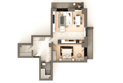 BRAUS CONFORT VIȘANI - Apartament Tip E – 2 Camere Open Space + Dressing - 4