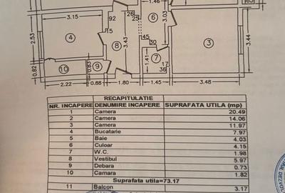Apartament cu 3 camere decomandat în Tei