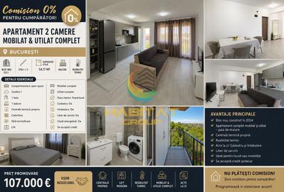 Apartament cu 2 camere semidecomandat, mobilat în Brâncoveanu