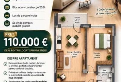 Apartament cu 2 camere în Central