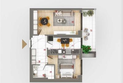 Apartament cu 2 camere decomandat în Cățelu - 6