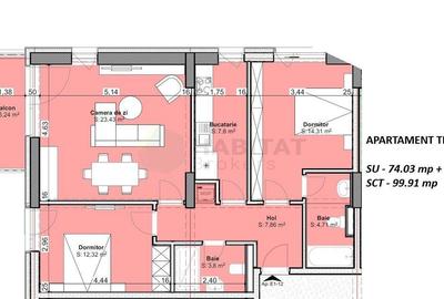 Apartament cu 3 camere în Ștefăneștii de Jos - 9