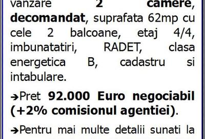 Dacia, Hasdeu, decomandat, 2 camere, 62mp, vanzari Constanta - 9