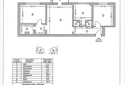 Apartament cu 3 camere semidecomandat în Central